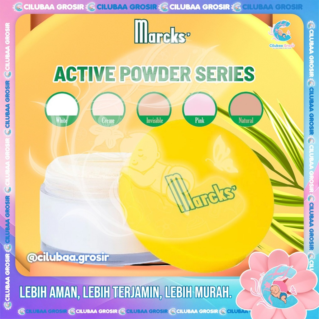 MARCKS Active Bedak Tabur 20gr || Marcks' Beauty Powder || Loose Powder Pink Rose || Active Creme Or