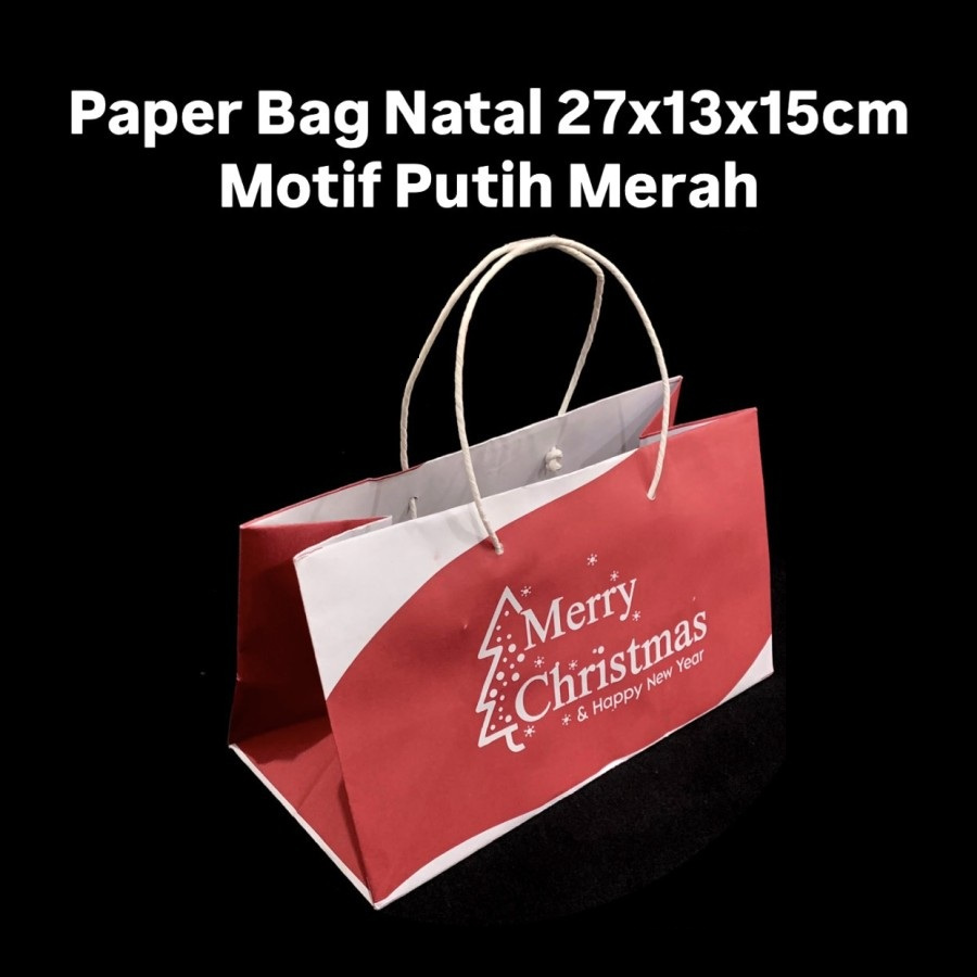 

(5 pcs )Goodiebag Hampers Natal Paperbag Merry Christmas Tas Hampers Natal 27x13x15cm