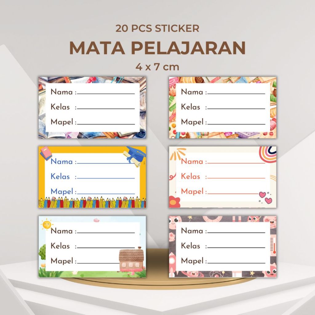 Stiker Mata Pelajaran Sekolah SD SMP SMA Label Buku Pelajaran Sekolah Custom Tulisan Sticker MapeL M