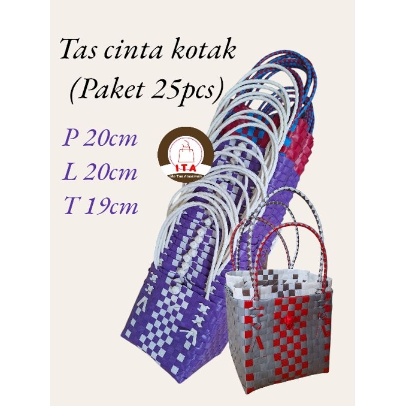 

Tas anyaman plastik/TAS CINTA KOTAK paket 25 pcs/tas jinijng/tas berkat/tas belanja/tas souvenir/tas keranjang/tas pasar/tas murah