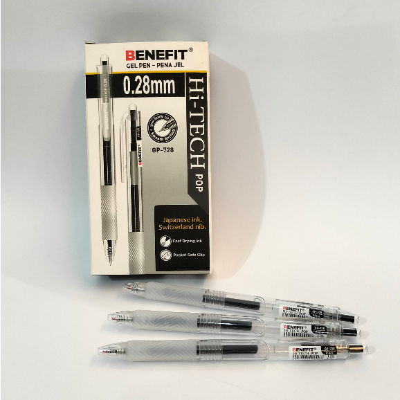 

Pulpen Klik/Cetek Benefit Gel Pen Pulpen Gel HI-Tech pop 0.28mm [ 12pcs ]