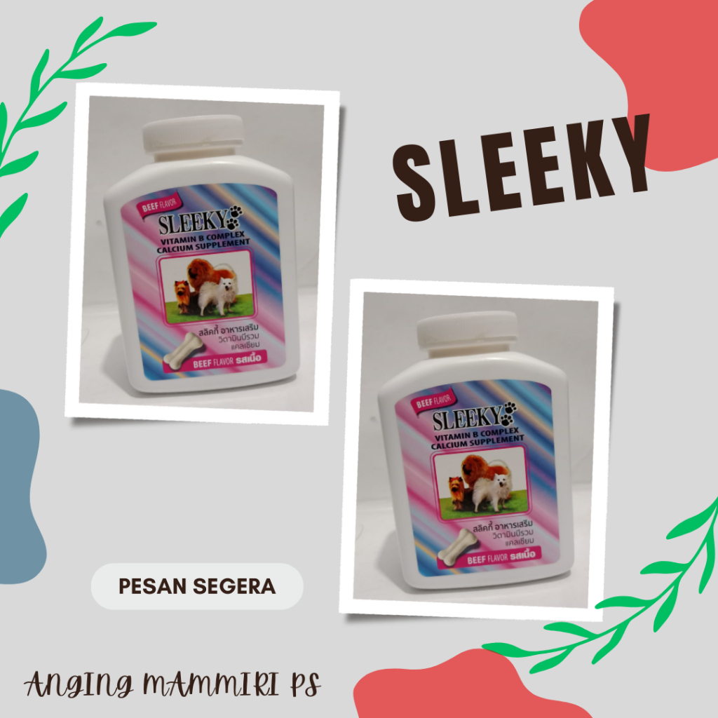 SLEEKY ISI 10 BIJI (Vitamin B Kompleks Calcium Kalek Tulang Ayam Anjing Kucing)