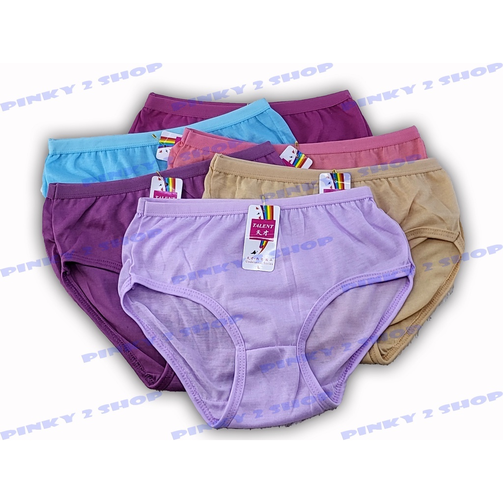 LUSINAN/12PCS CD WANITA CELANA DALAM TALENT KATUN POLOS SIZE M,L,XL,3L,4L