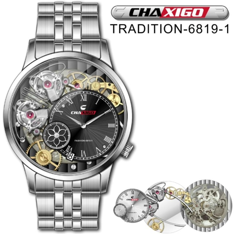 Jam pria Chaxigo 6819-1 quartz analog free box