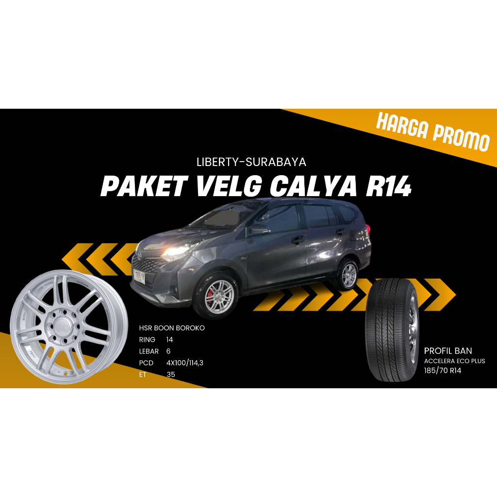 Paket Murah Velg Dan Ban R14 Calya HSR Original Series - Free Ongkir