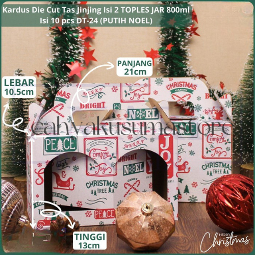 

( 10pcs ) Dus Jinjing Natal isi 2 Toples Jar 600ml Box Kue Kering Christmas Kardus Cookies Xmas Packaging Hampers