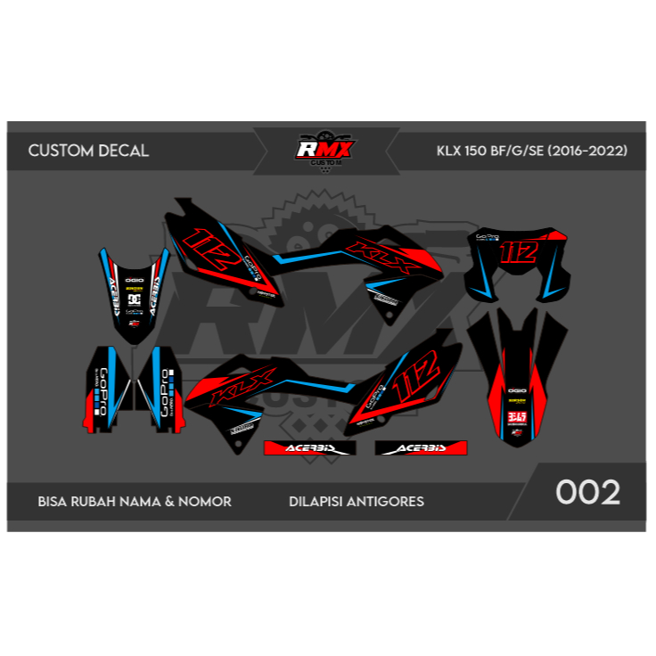 DECAL STICKER KLX BF (002) DEKAL STIKER KLX 150 G/SE/EXTREME/NEW FULLBODY 2016 2017 2018 2019 2020 2