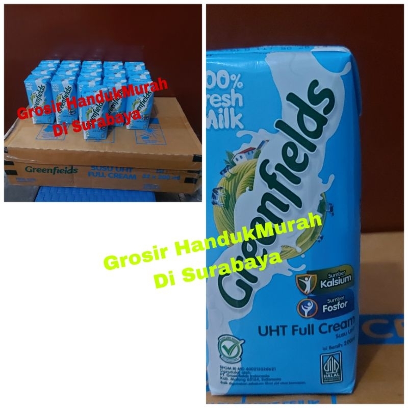 

Paket Murah Susu Cair UHT Greenfields Full Cream Milk 200 ml x 16 Pcs.READY SIAP KIRIM.EXP 2025