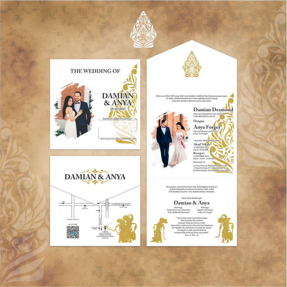 

Undangan pernikahan model semi amplop gratis pasang 2 foto di bagian cover dan isi