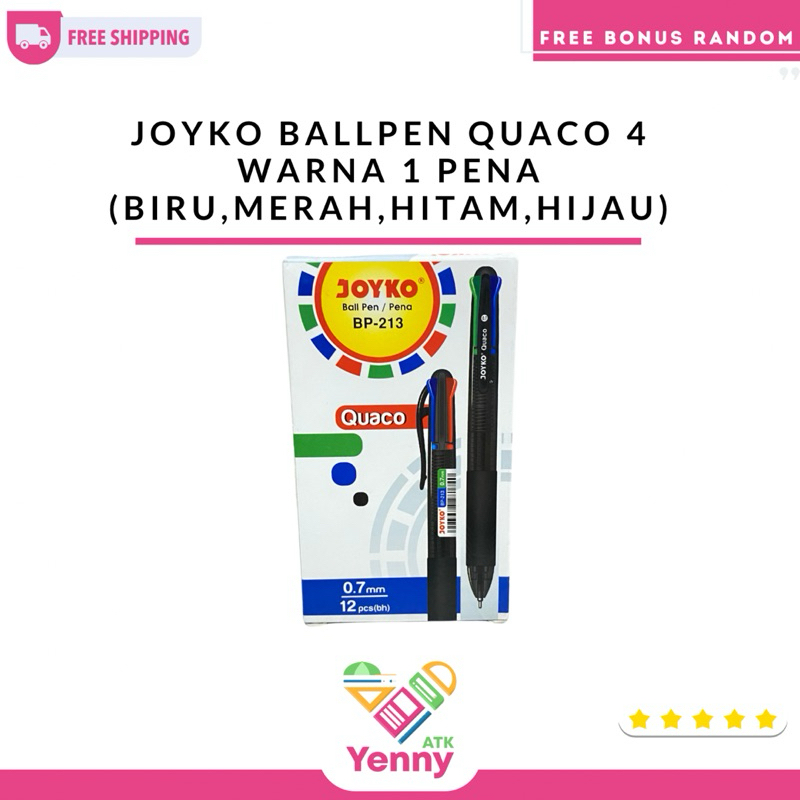 

Balpen Joyko Quaco (0,7) | Balpen 1 Pena 4 Warna Joyko | Balpen Quaco 12 pcs