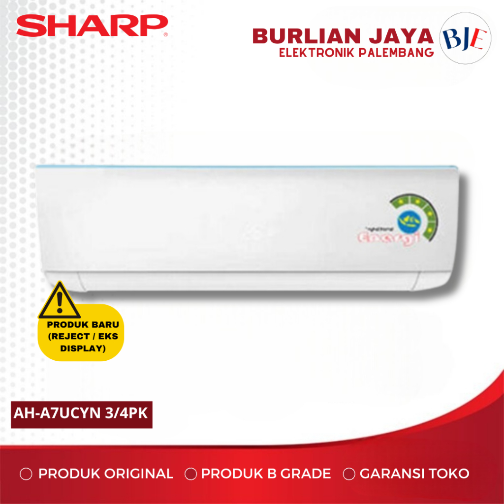 AC SHARP 3/4 PK AH-A7UCYN B GRADE + PASANG AC 3/4 PK B GRADE PALEMBANG + PASANG