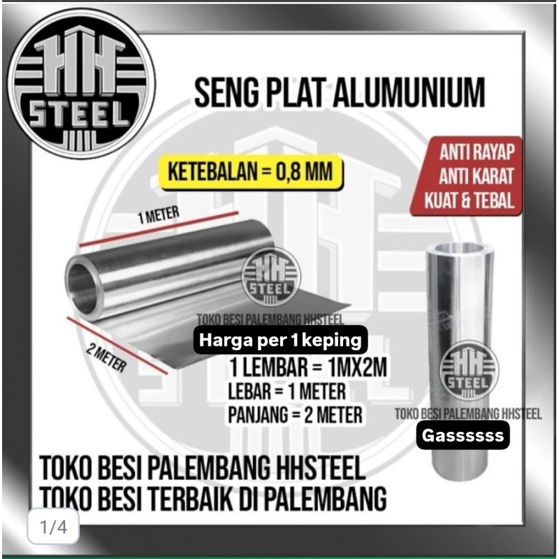 SENG ALMA PELAT ALUMINIUM TEBAL +-0,8 MM HARGA PER KEPING SHEET