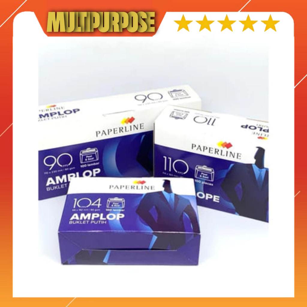 

PAPERLINE - Amplop Plain Putih Polos 90/ 104/ 110 PPS 80gsm isi 100pcs