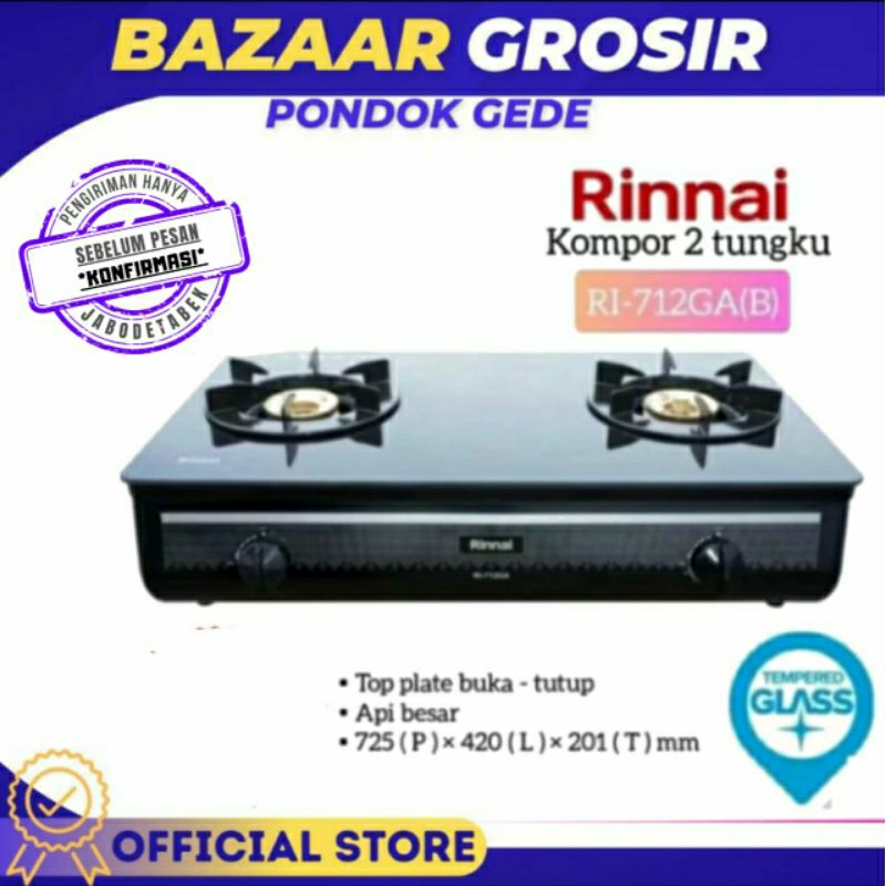 RINNAI KOMPOR GAS 2 TUNGKU RI712GAB / RI-712GAB