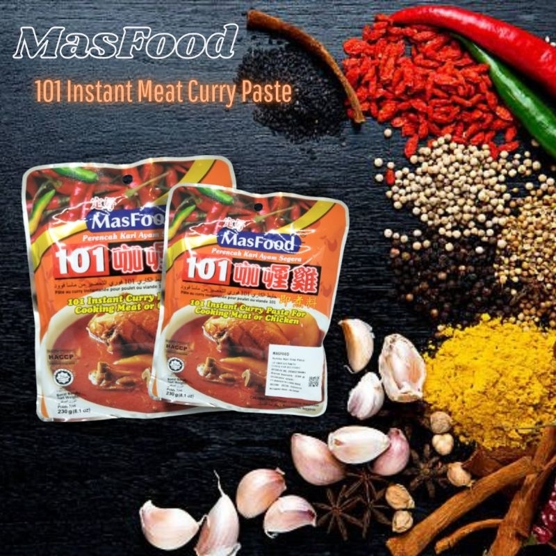 

MASFOOD 101 Instant Curry Paste For Cooking meat and chicken (Bumbu Kari Siap Pakai) 230g