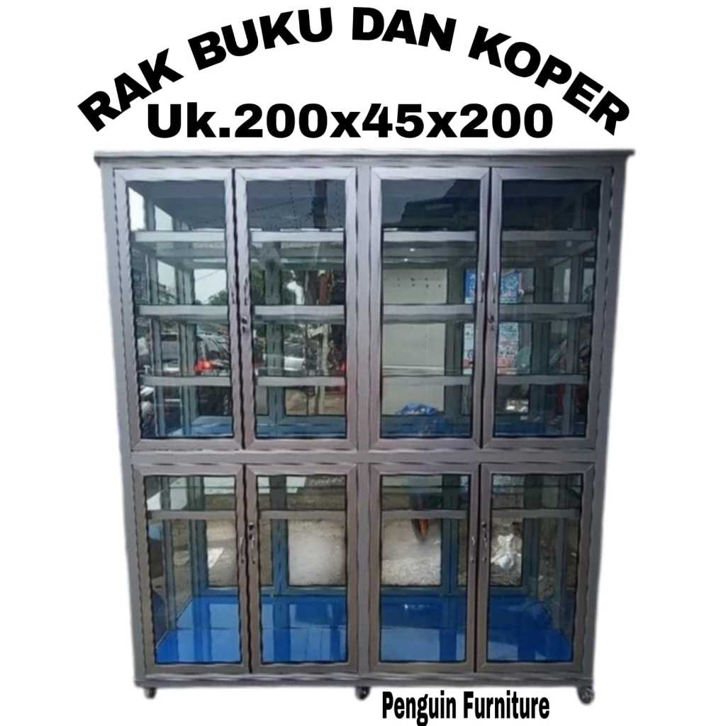 LEMARI RAK ALUMUNIUM/LEMARI HIAS/RAK BUKU/LEMARI TAS/SERBAGUNA/PRMEIUM/JABODETABEK