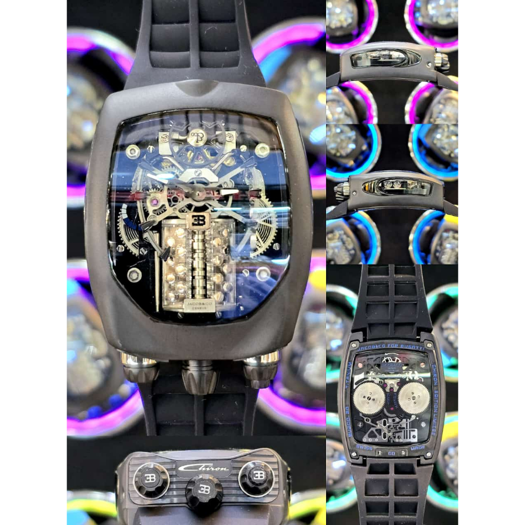 Jam Tangan Luxury Jacob & Co Bugatti Chiron Swiss Automatic Black Dial