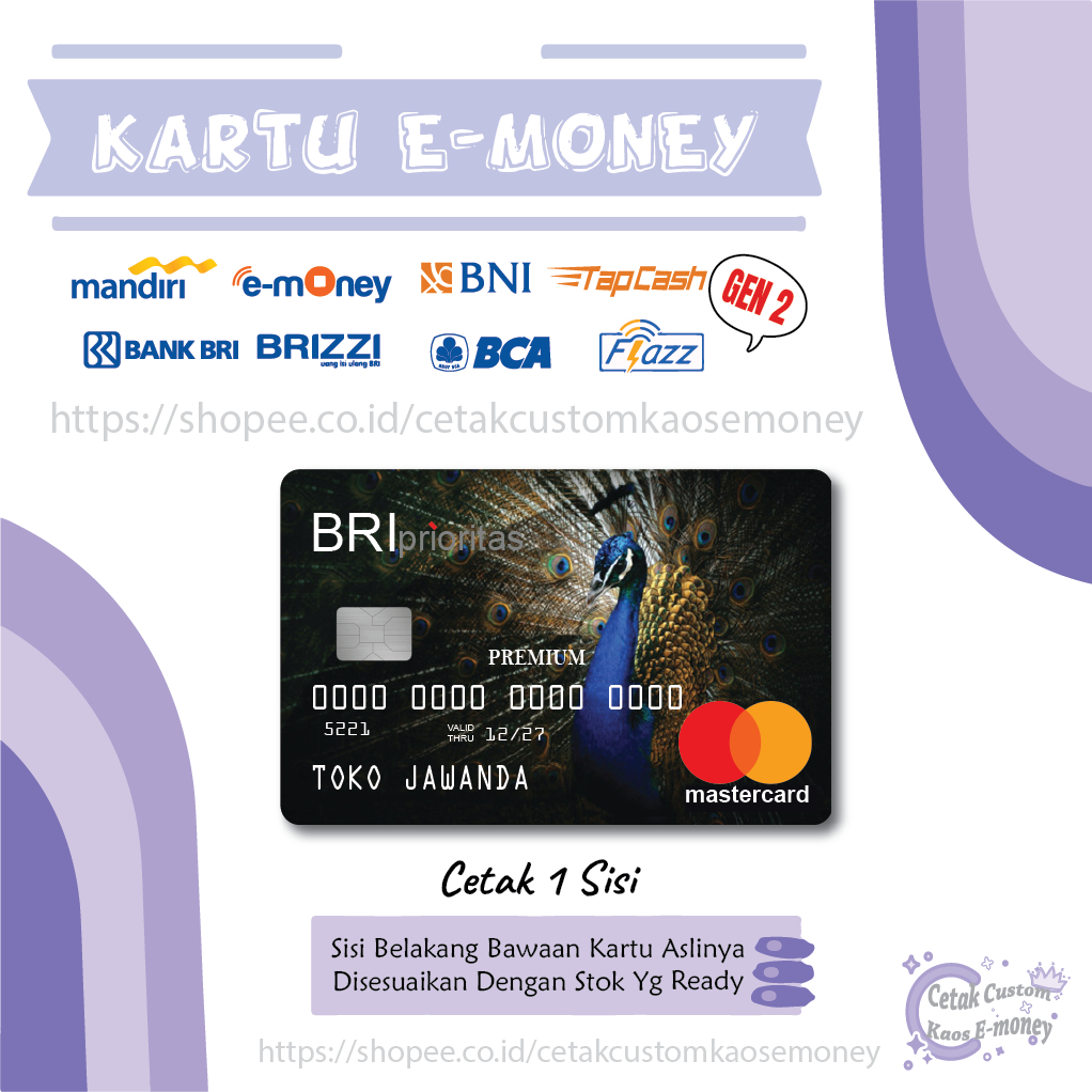 KARTU E MONEY E TOLL BRI PRIORITAS MASTERCARD MERAK CREDIT CARD EMONEY MANDIRI BCA BNI BRI - 1 SISI