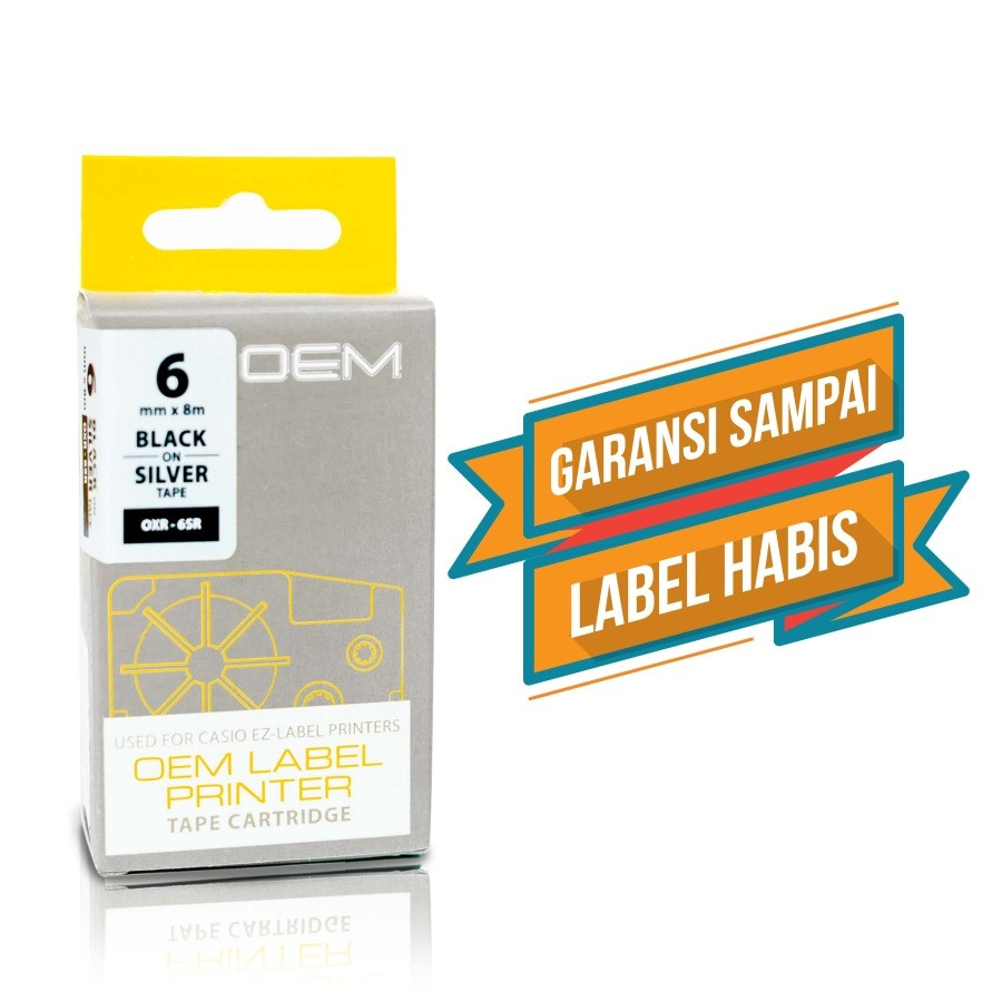 

LABEL TAPE PITA Catridge CARTRIDGE EZ Label EZLabel Printer Casio 6mm 6 mm KL60 KL120 KL130 KL820 KL7400 BLACK ON SILVER