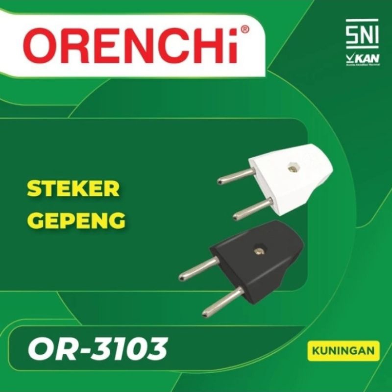 Steker Gepeng Orenchi OR-3103 SNI Kuningan cok colokan sambung sambungan listrik