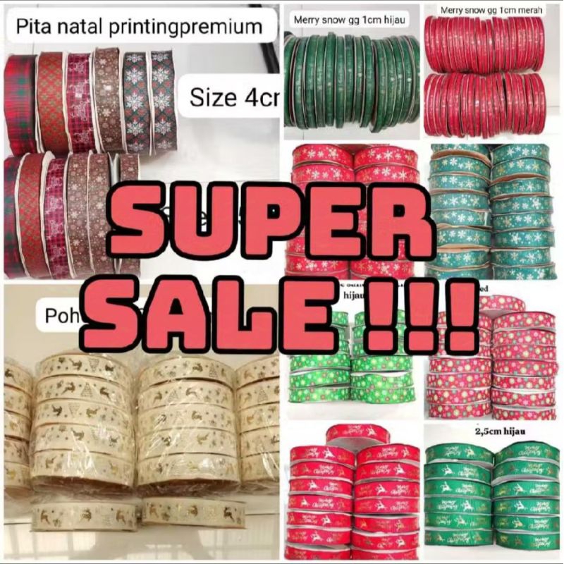

1 YARD ( 90 CM) - ANEKA PITA NATAL GROSGRAIN/PITA MERRY CHRISTMAS/PITA HAMPERS NATAL MURAH