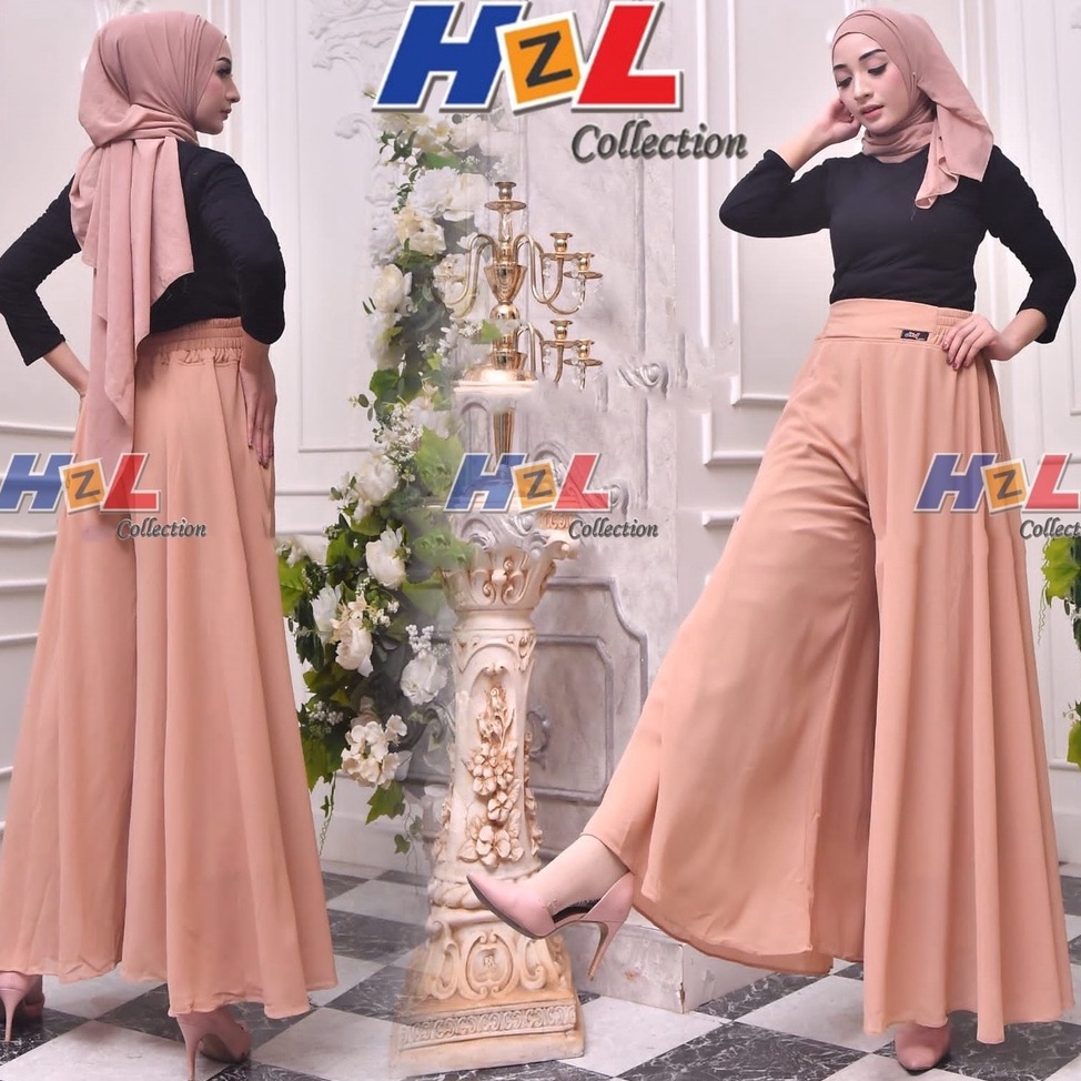 KODE F33H Celana kulot payung panjang jumbo full puring bahan ceruty baby doll rok bawahan wanita mu