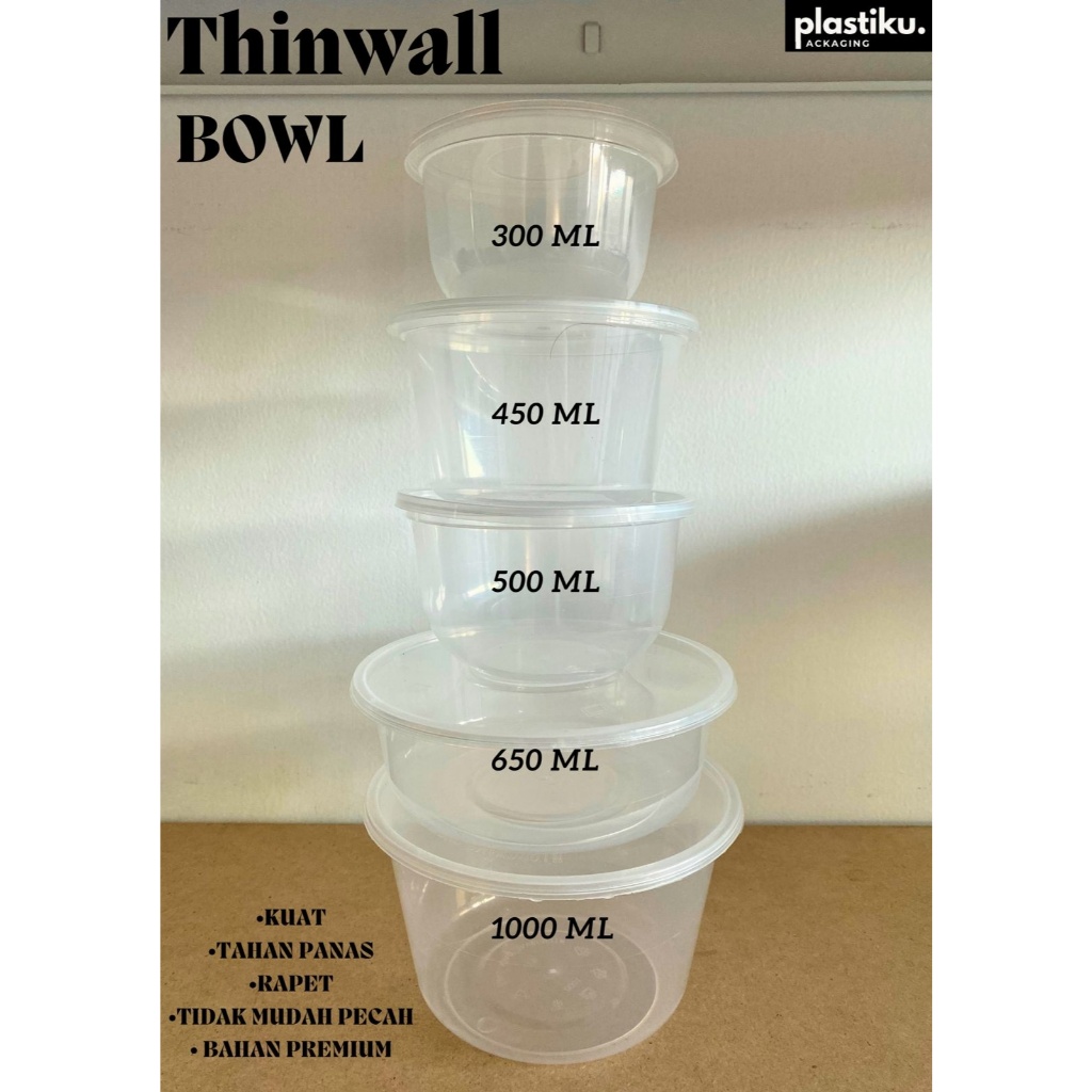 ( ISI 25 pcs )THINWALL WIGO BOWL 300 ml, 450 ml, 500 ml,  650 ml, dan 1000 ml .CUP sekali pakai, CUP