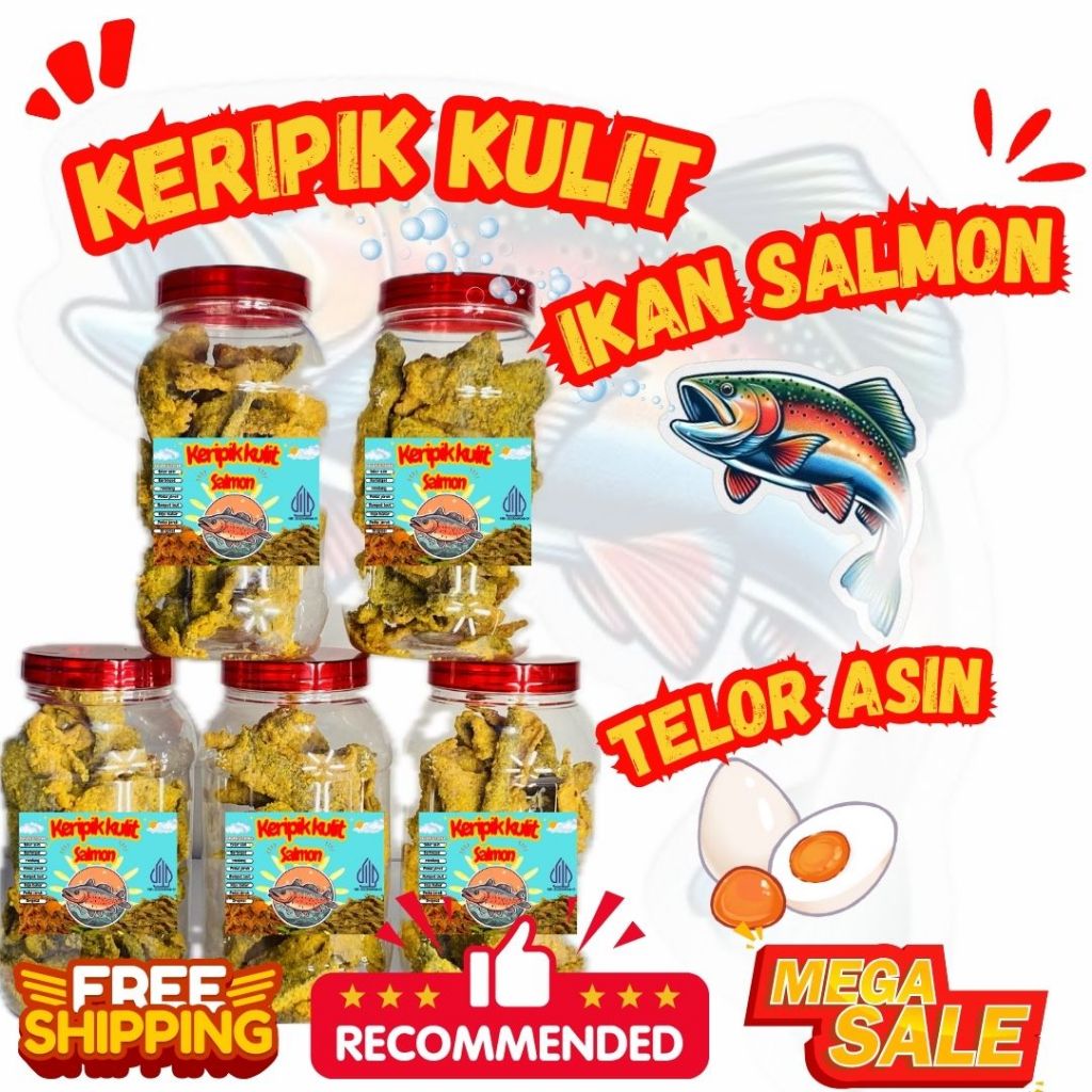 

✨Oleh-Oleh Jakarta✨ Keripik Kulit Ikan Salmon Rasa Salted egg telur asin Premium Kemasan Toples 2 Liter Berat 350 Gram