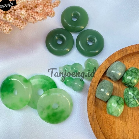 STOCK MASIH BANYAK Liontin Batu Giok Cina Oval Labu Liontin Gelang Kalung