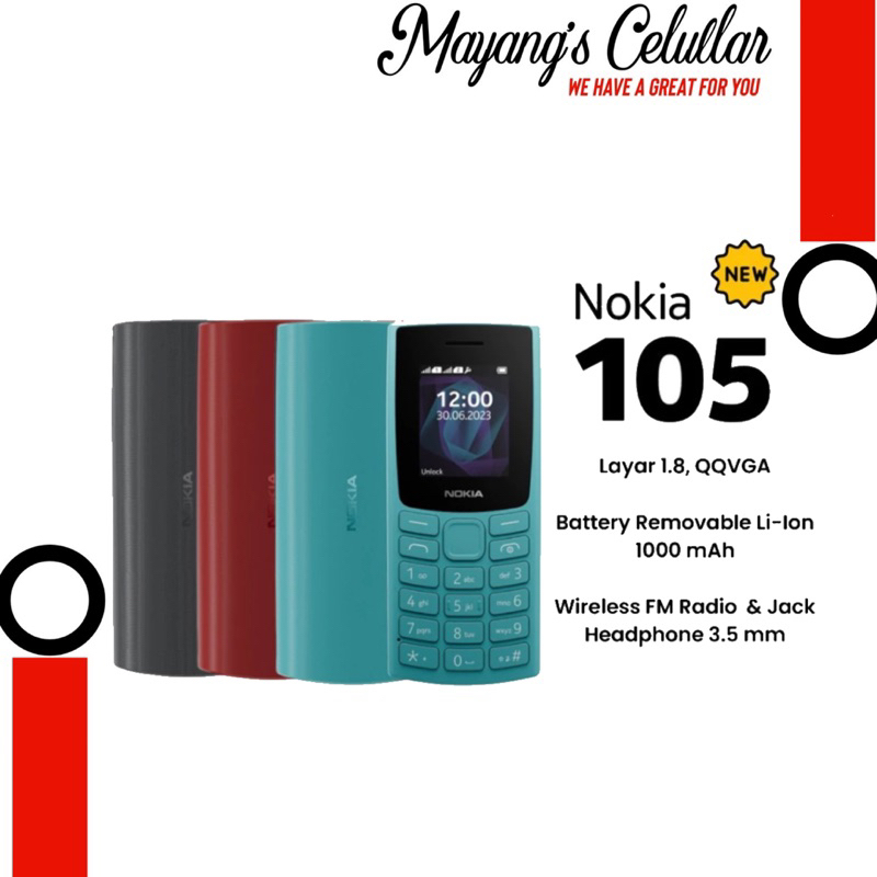 Nokia 105 (2023 ), (2022), (2019) HP NOKIA 105 - Hp JADUL - DUAL SIM NEW garansi resmi nokia indones