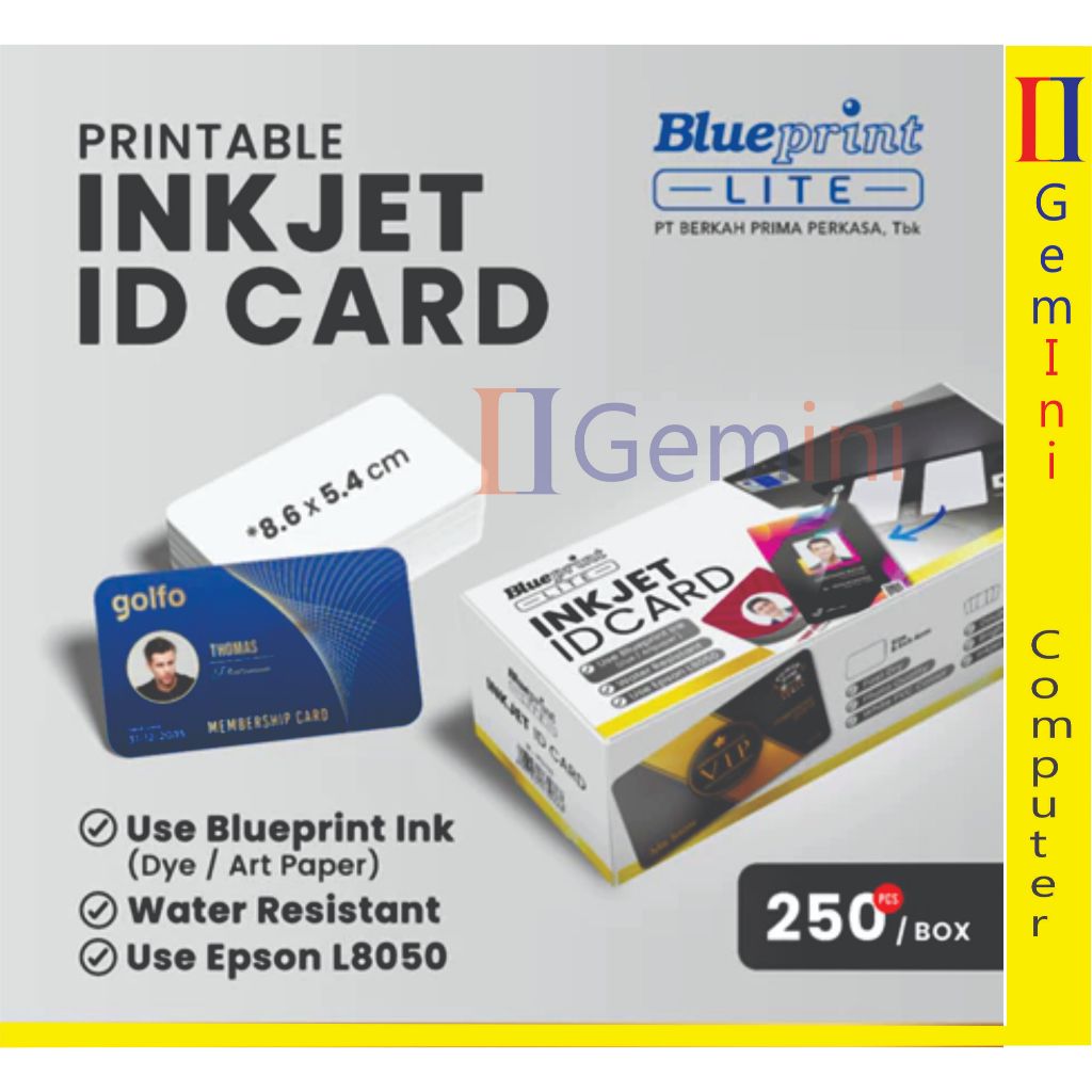 

Kartu Printable inkjet id card blueprint 8.6x5.4 760 mic