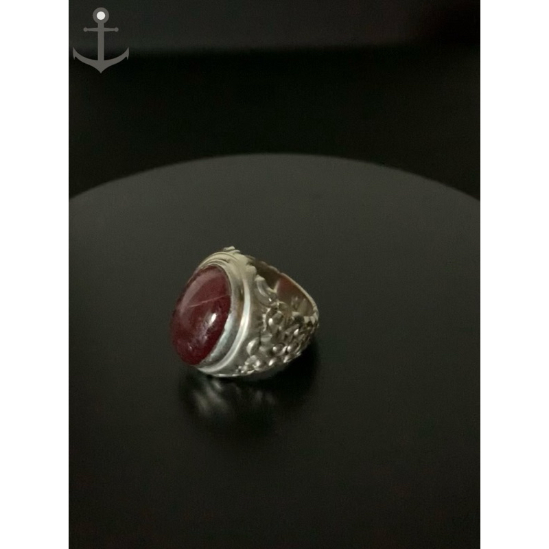 Cincin perak pria silver ring 925 asli dengan batu natural ruby 20,84 gram bersertifikat laboratoriu