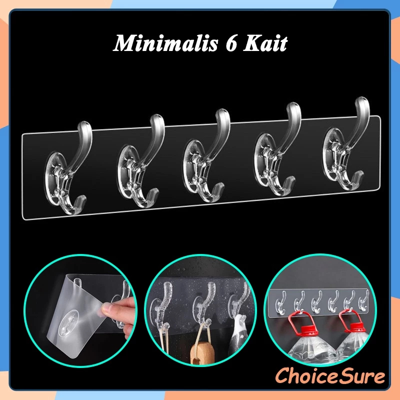 

Gantungan Hook Tempel / Minimalis 6 Kait / Gantungan Baju Tanpa Paku 6 Hook / Gantungan Baju TempeL
