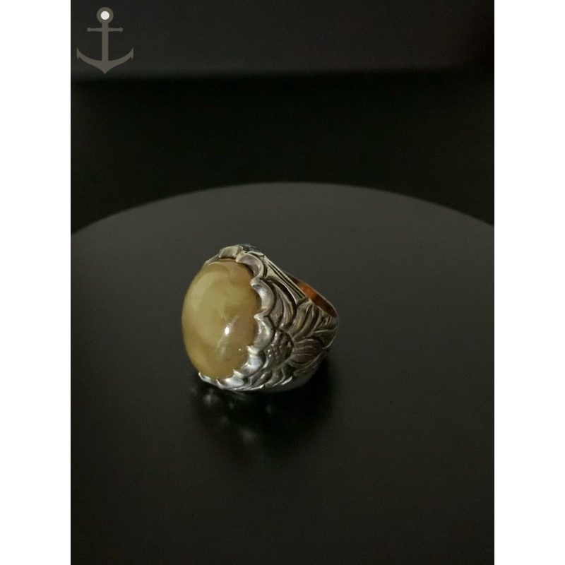 Cincin perak pria silver ring 925 asli dengan batu natural yellow sapphire 23,41 gram bersertifikat 