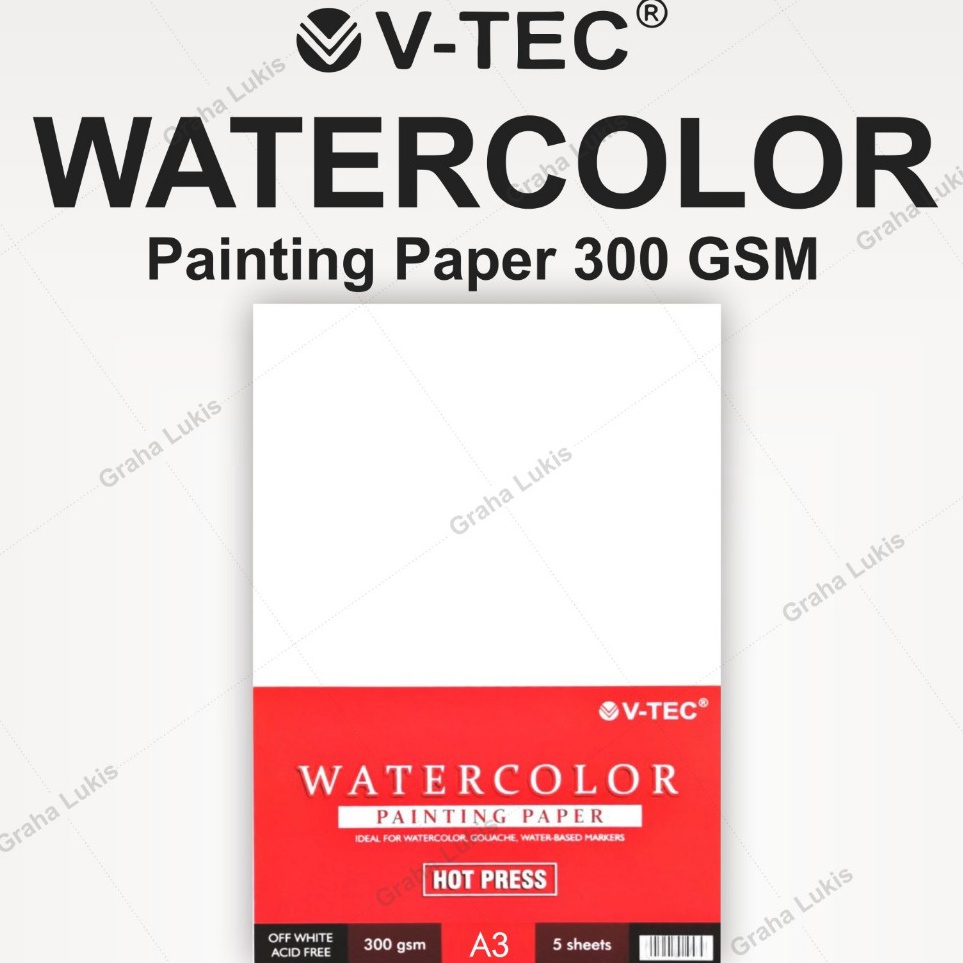 

KODE S43U VTEC Waterlour Paper Hot Pressed A3 3 Gsm Lembaran