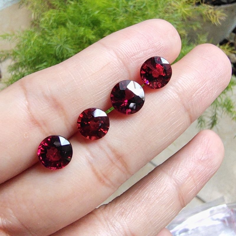 Batu Permata Natural Red Garnet Rhodolite Round Cut - Natural Garnet Rhodolit Asli