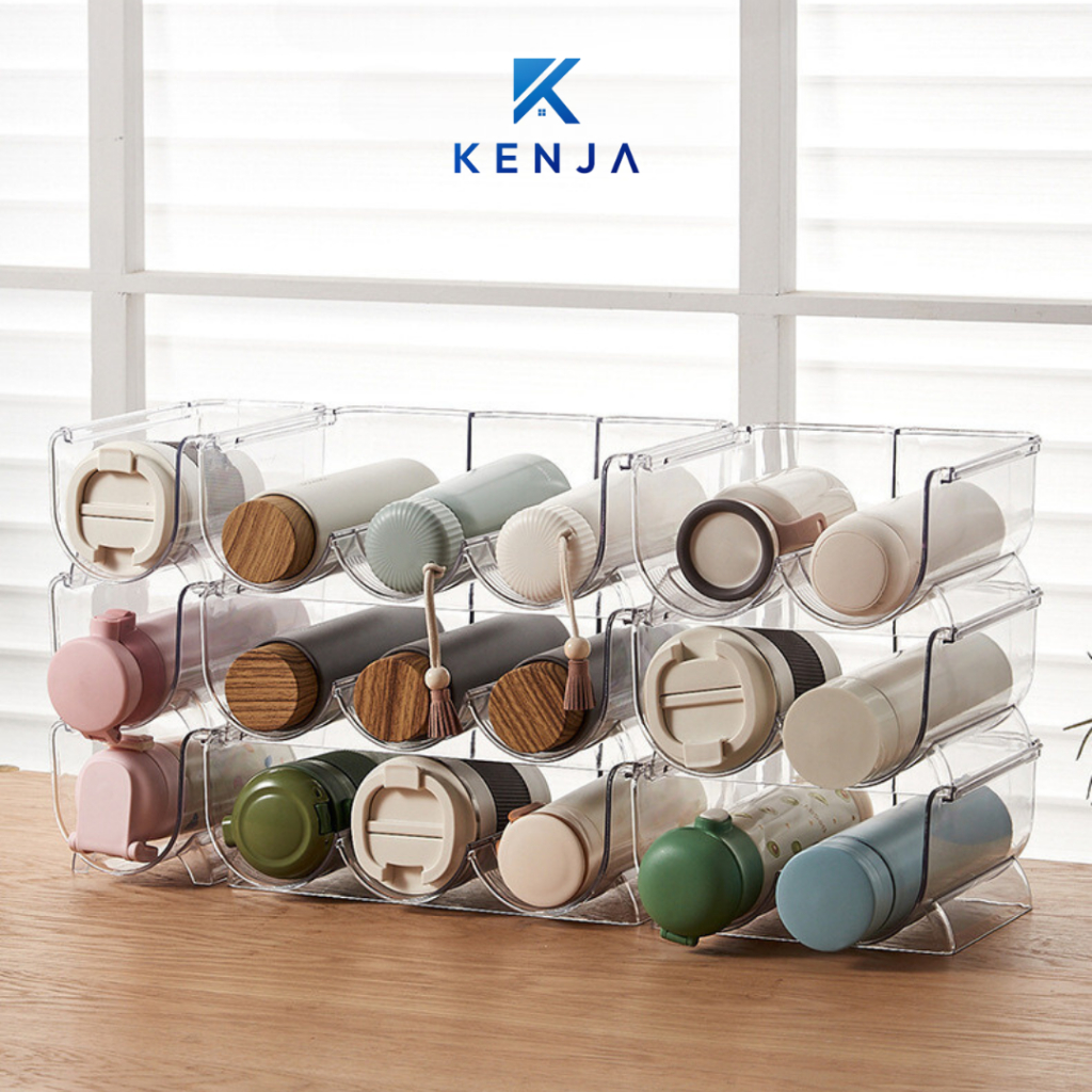 KENJA Rak Penyimpanan Botol Wine / Minuman Transparan Minimalis – Tempat Penyimpanan Botol Kulkas