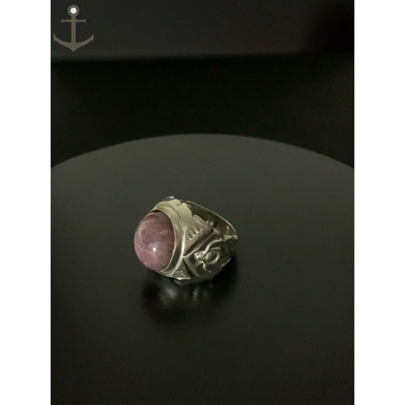 Cincin perak pria silver ring 925 asli dengan batu natural ruby star 16,57 bersertifikat laboratoriu