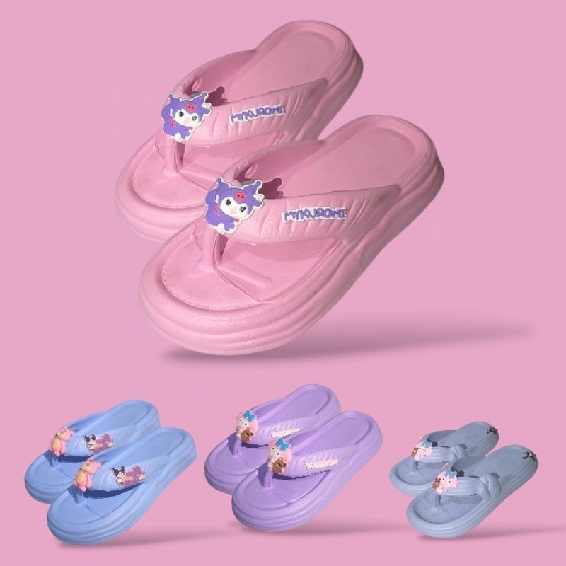 Sandal jepit anak wanita Kuromi / Sandal anak perempuan / Sandal karakter kuromi