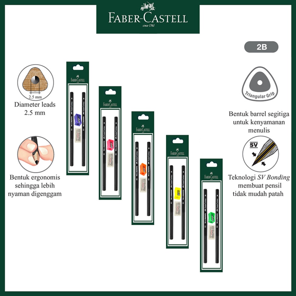 

Hadir Hari Ini Paket Hemat Pensil 2B Rautan dan penghapus Faber Castell