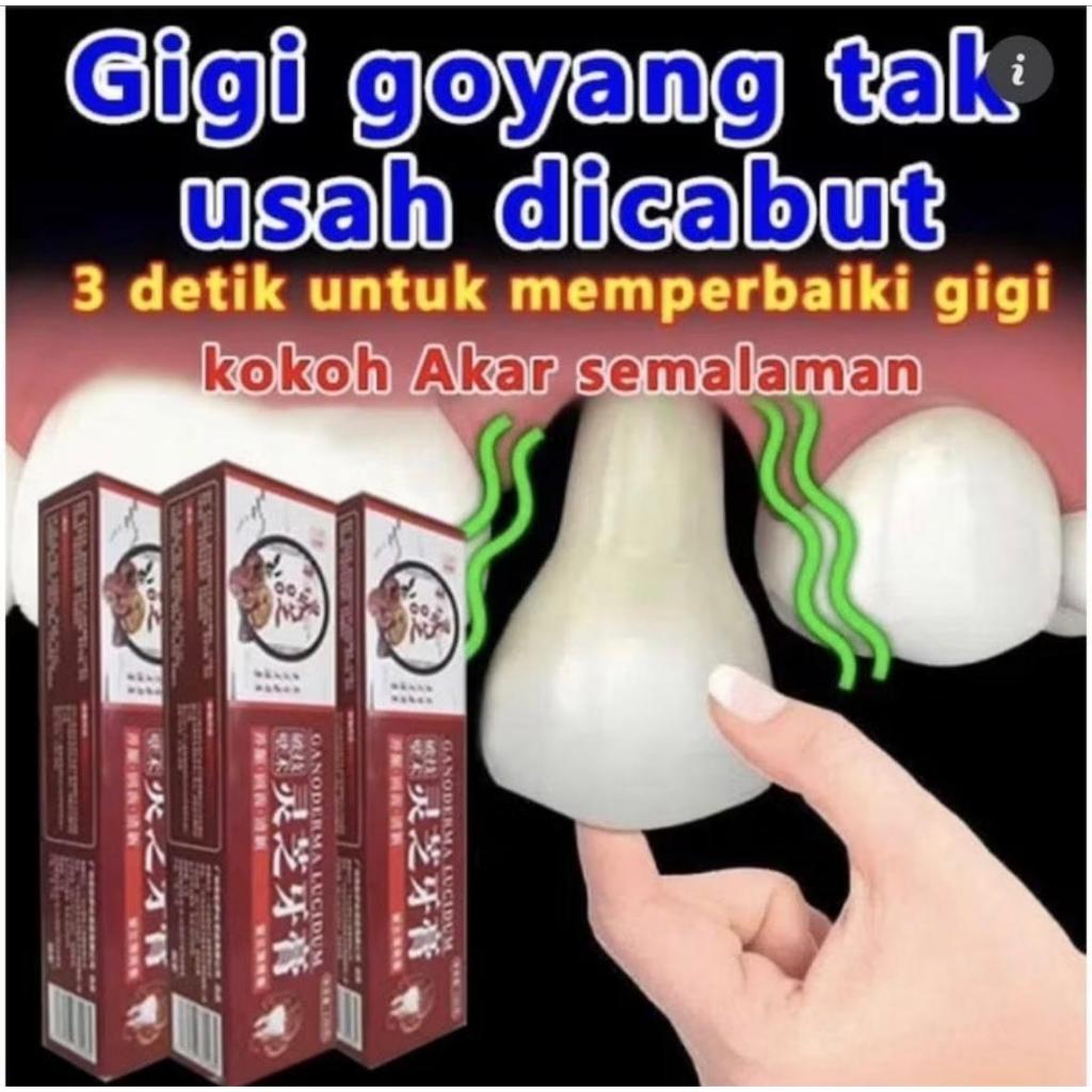 ORI 100% GANODERMA AMPUH  Pasta Gigi Berlubang Penumbuh Gigi Odol pemutih gigi dan karang gigi Pembe