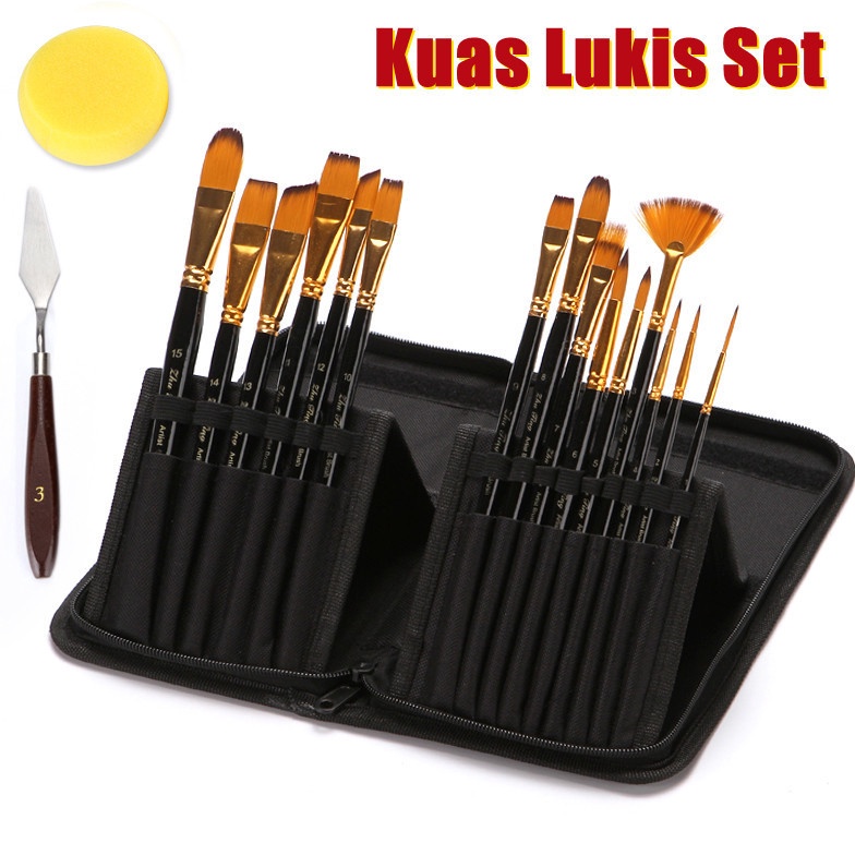 

KODE X5A Allinhome Art Brush Set Kuas Lukis BRS12 SET Kuas Alat Lukis Set Lengkap Mixing Minyak Tirai Kuas Lukisan Cat Air Guas