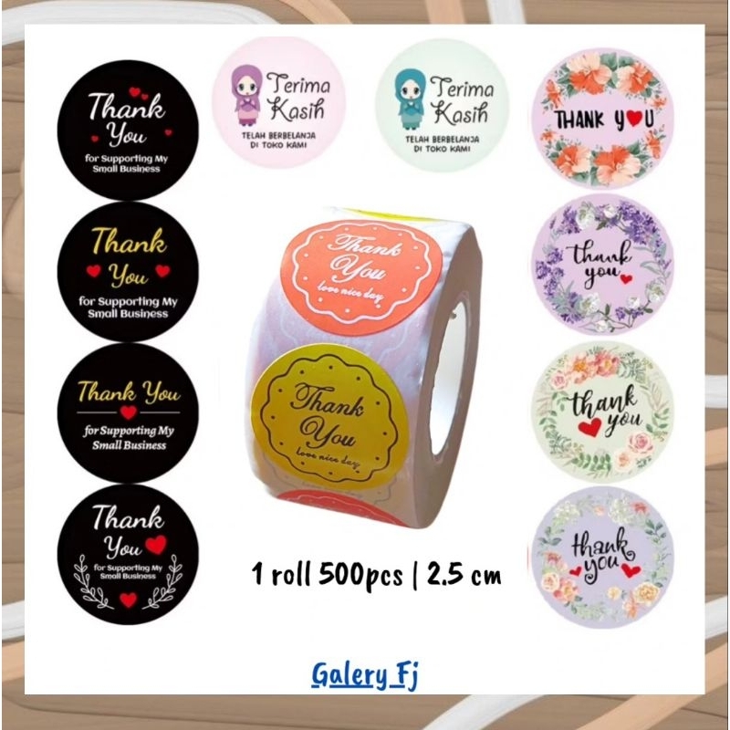 

STICKER LABEL THANK YOU/STICKER ROLL [1 Roll | 500Pcs] / STCIKER SELAMAT MENIKMATI/STCIKER FRAGILE/STICKER BULAT 1 ROLL