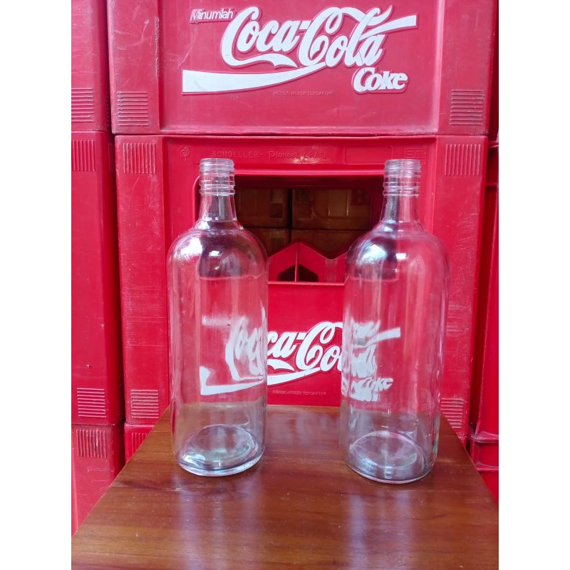 BOTOL BENSIN KACA 1 LITER POLOS
