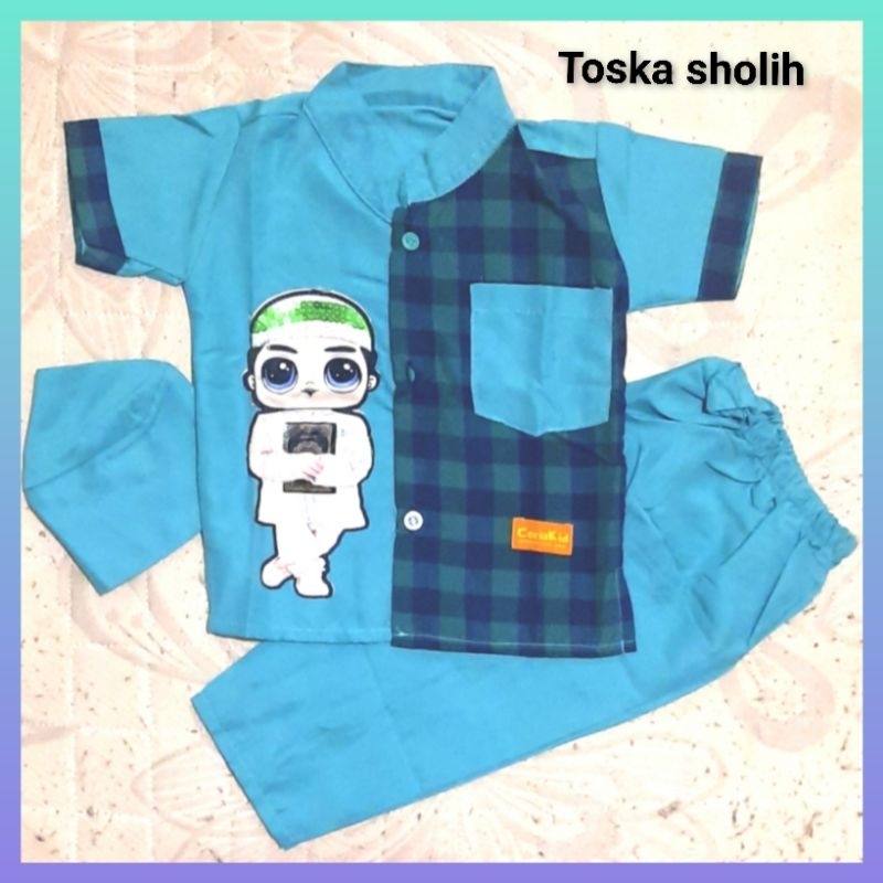 Baju koko bayi laki laki usia 6-12 bulan pakaian muslim anak laki laki baju lebaran lucu terbaru