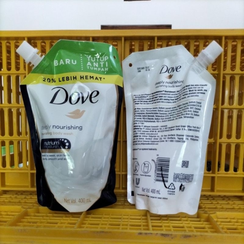 dove sabun mandi cair 400ml kemasan isi ulang refil refill pouch