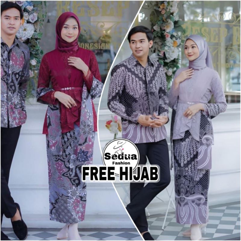 BATIK COUPLE KEBAYA MODERN AVEENA FREE HIJAB KEBAYA ENGAGEMENT TUNANGAN WISUDA KONDANGAN OUTFIT MODE