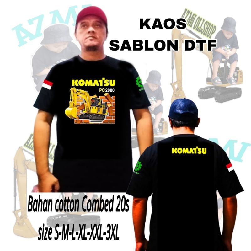 Baju kaos excavator komatsu pc2000 3D hitam
