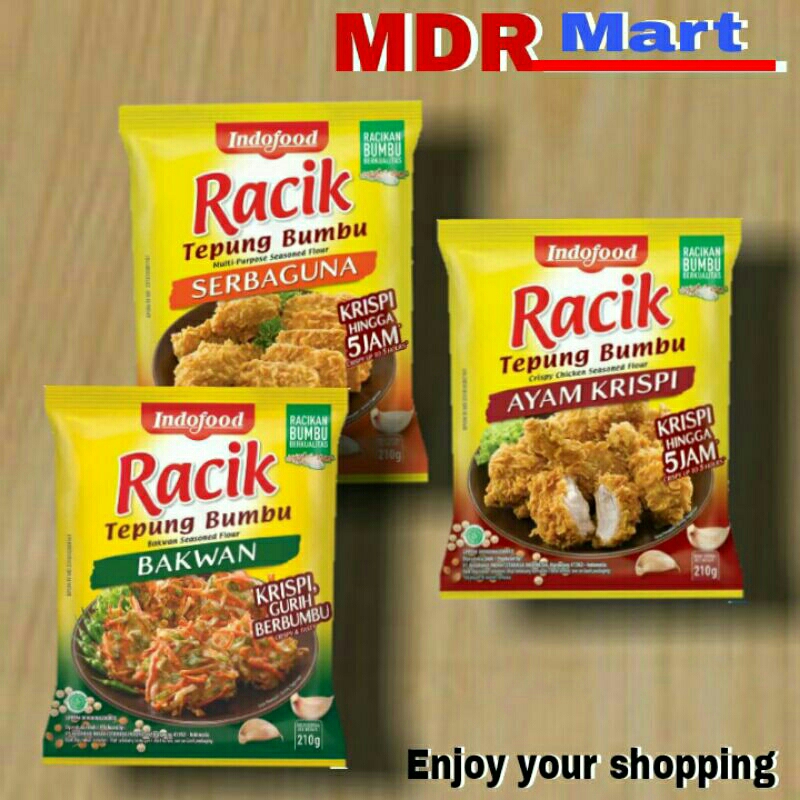 

INDOFOOD RACIK 210gr Tepung Bumbu Sebaguna/Bakwan/Ayam Krispi