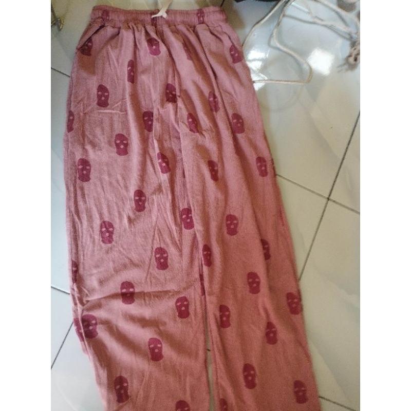 Livveharft-Celana Corduroy merah jambu Pria Celana Panjang Pria Kulot